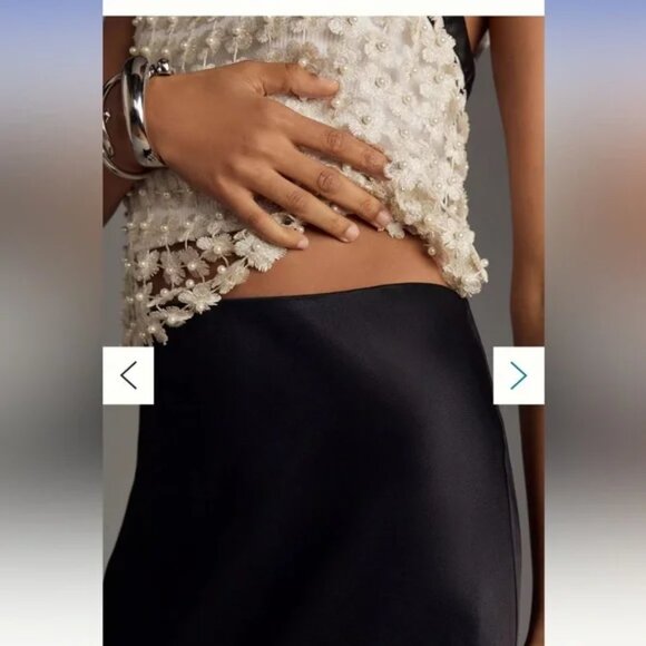 Anthropologie Black Maxi Tilda Slip Satin Skirt Size XS. - Picture 3 of 7